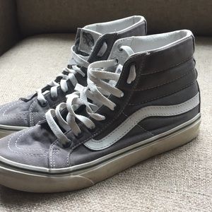 Van’s gray and white high top skateboard shoes